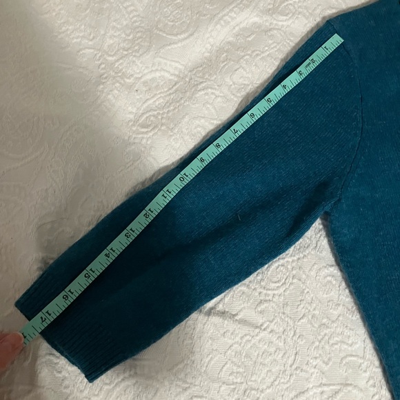 Lands' End Teal Wool Sweater with Beaded Neckline - Picture 10 of 12